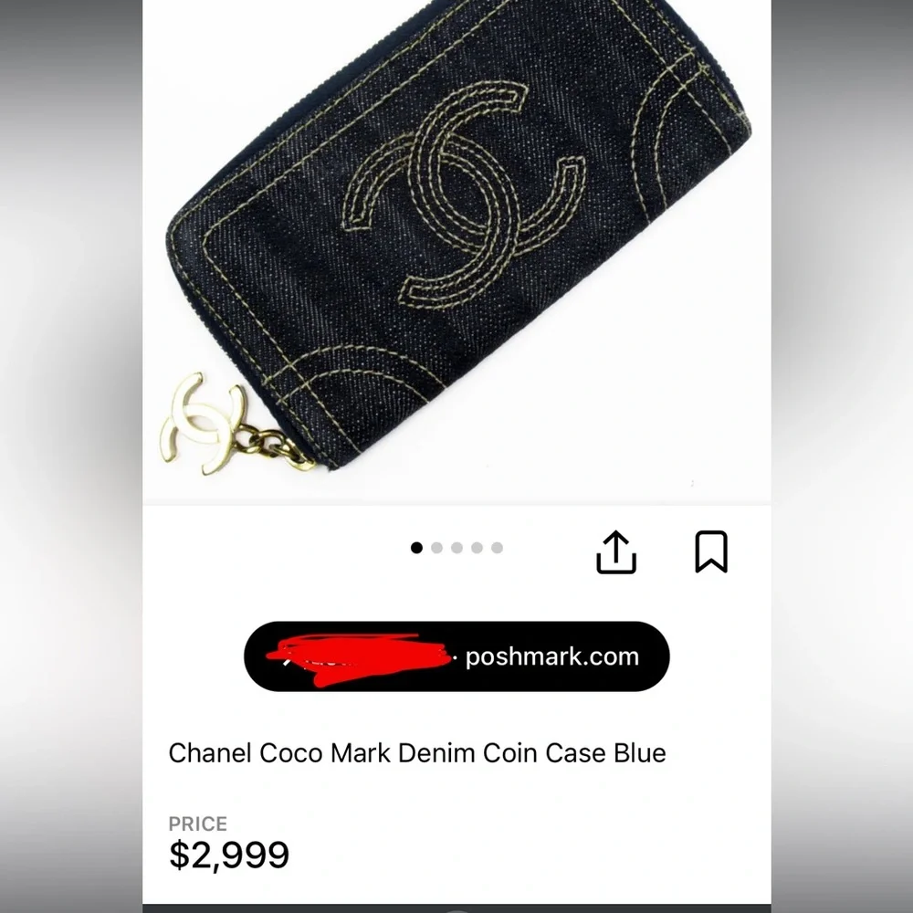Chanel Wallet Denim Zip Around Zippy Rare CC Charm Coin Case Card Holder Mini